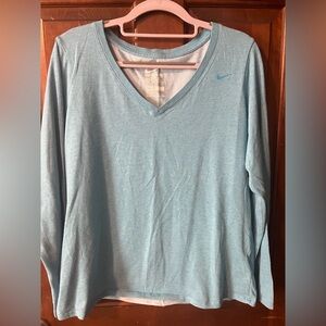 Nike Sky Blue V-Neck Long Sleeve Tee